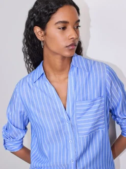 Blue/White Stripe Soft Relaxed Long Sleeve Shirt
