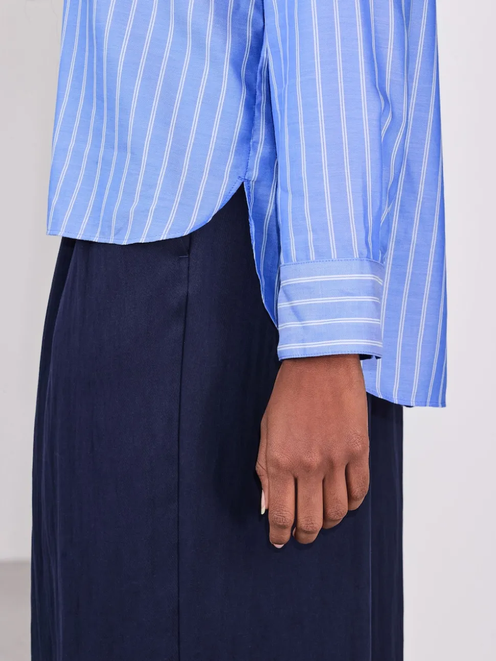 Blue/White Stripe Soft Relaxed Long Sleeve Shirt