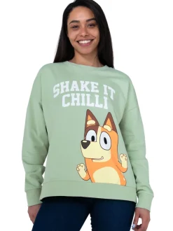 Bluey Green Character Ladies Chilli Sweatshirt