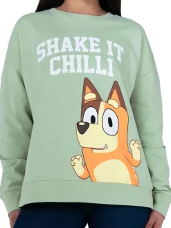 Bluey Green Character Ladies Chilli Sweatshirt