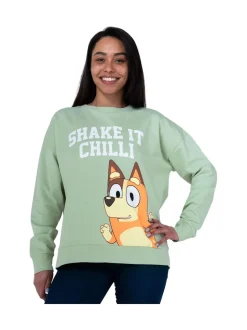 Bluey Green Character Ladies Chilli Sweatshirt