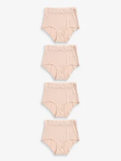 Blush Pink Full Brief Cotton Lace Knickers 4 Pack