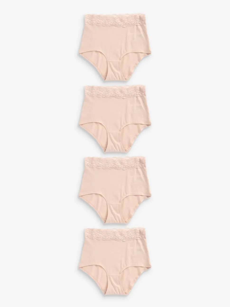 Blush Pink Full Brief Cotton Lace Knickers 4 Pack