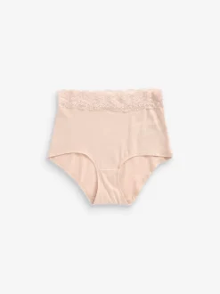 Blush Pink Full Brief Cotton Lace Knickers 4 Pack