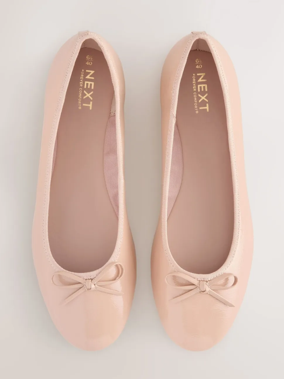 Blush Pink Patent Standard/Wide Fit Round Toe Ballerina Shoes