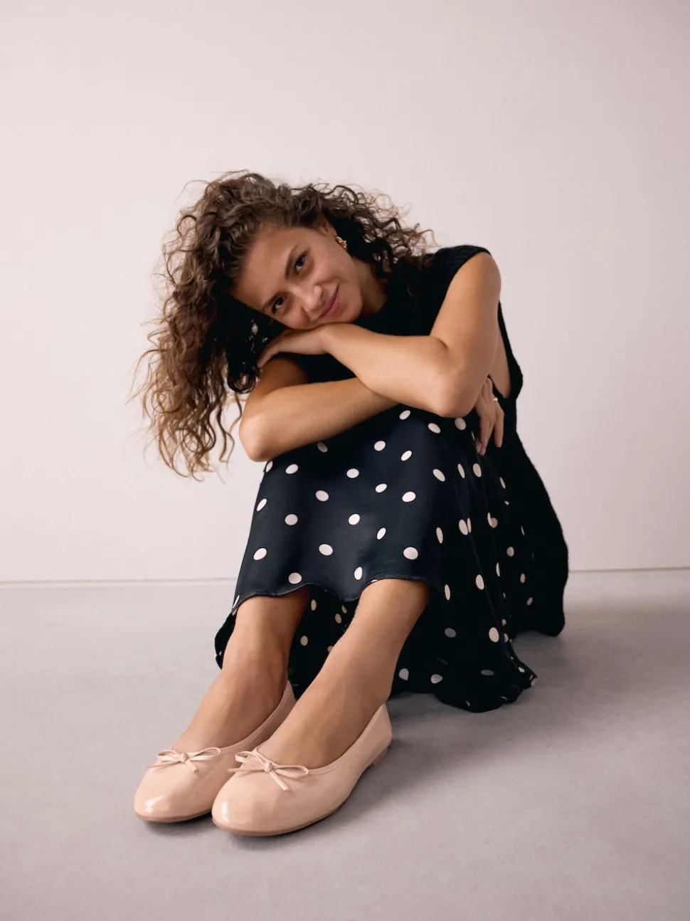 Blush Pink Patent Standard/Wide Fit Round Toe Ballerina Shoes