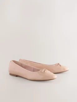 Blush Pink Patent Standard/Wide Fit Round Toe Ballerina Shoes