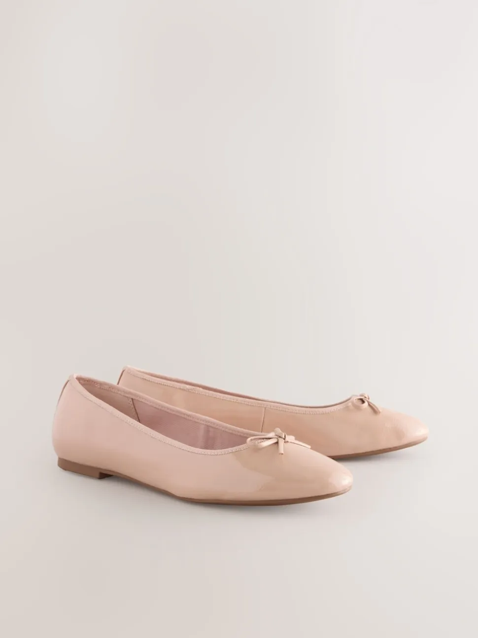 Blush Pink Patent Standard/Wide Fit Round Toe Ballerina Shoes