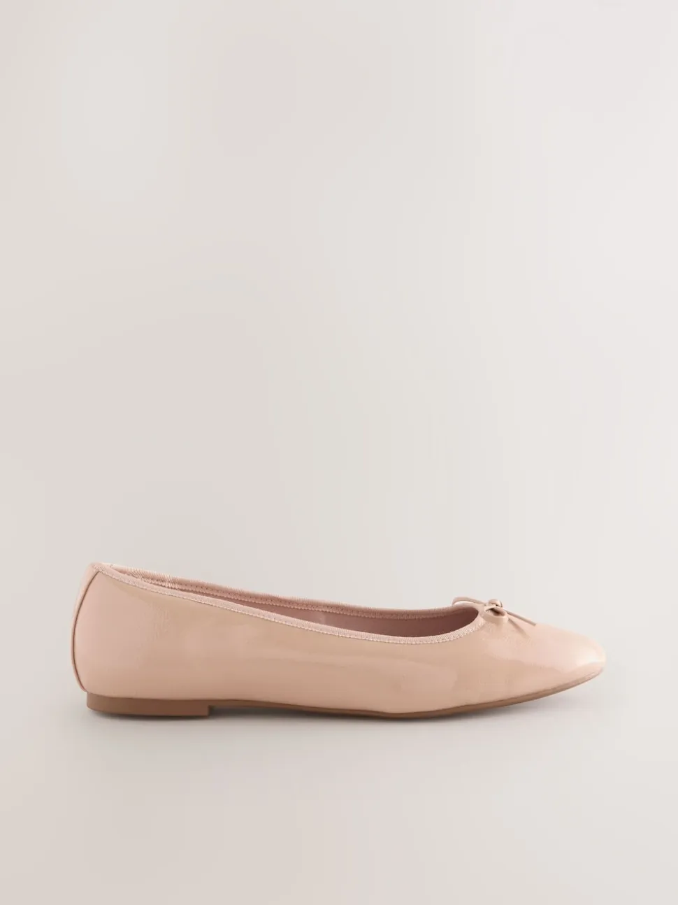 Blush Pink Patent Standard/Wide Fit Round Toe Ballerina Shoes