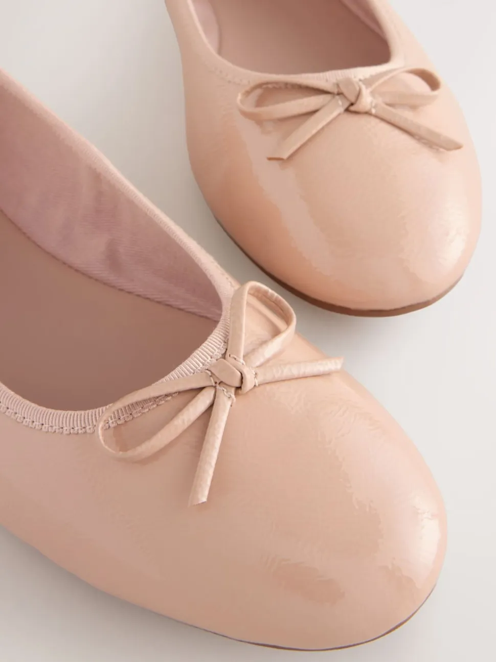 Blush Pink Patent Standard/Wide Fit Round Toe Ballerina Shoes