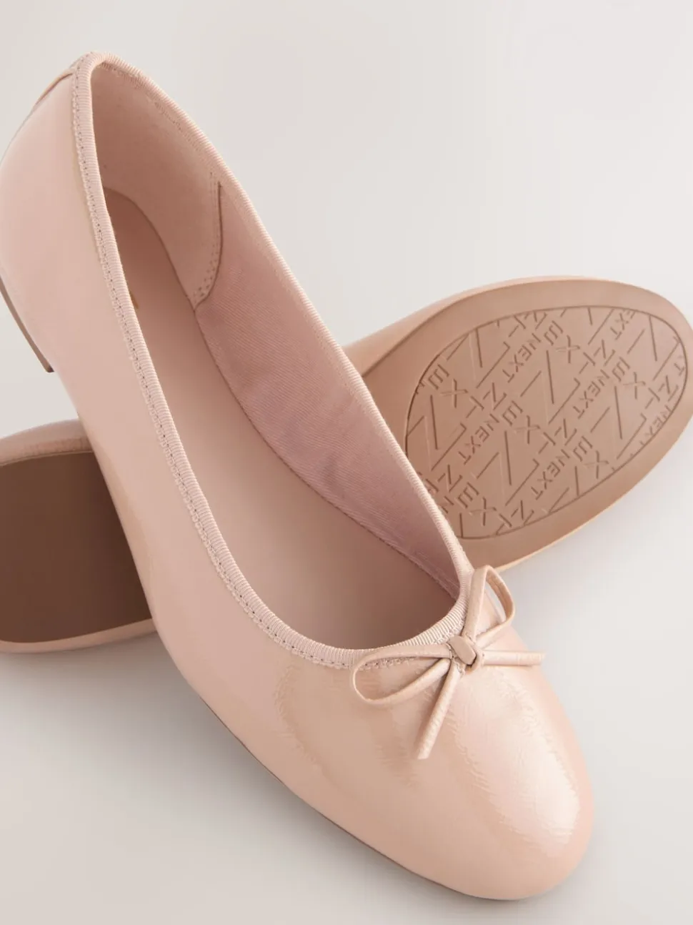 Blush Pink Patent Standard/Wide Fit Round Toe Ballerina Shoes
