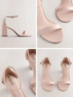 Blush Pink Standard/Wide Fit Block Heel Sandals