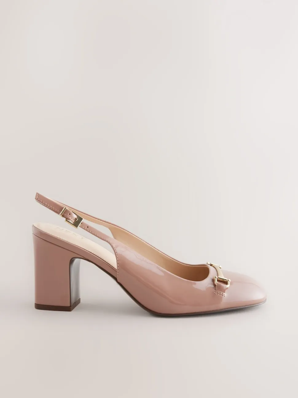 Blush Pink Standard/Wide Fit Hardware Slingback Block Heels