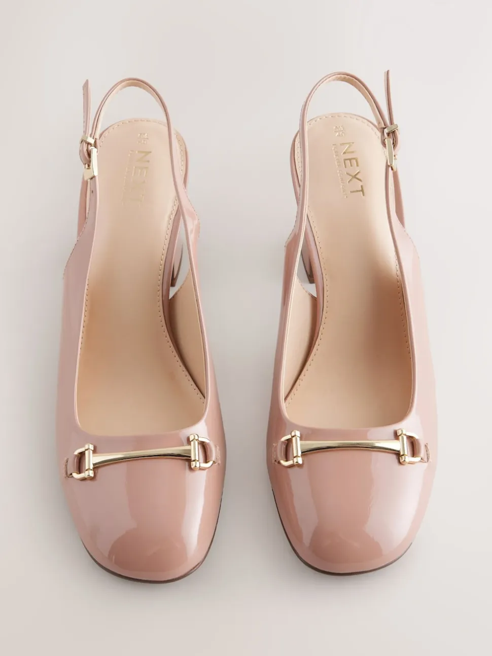 Blush Pink Standard/Wide Fit Hardware Slingback Block Heels