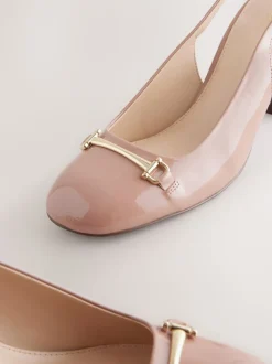 Blush Pink Standard/Wide Fit Hardware Slingback Block Heels