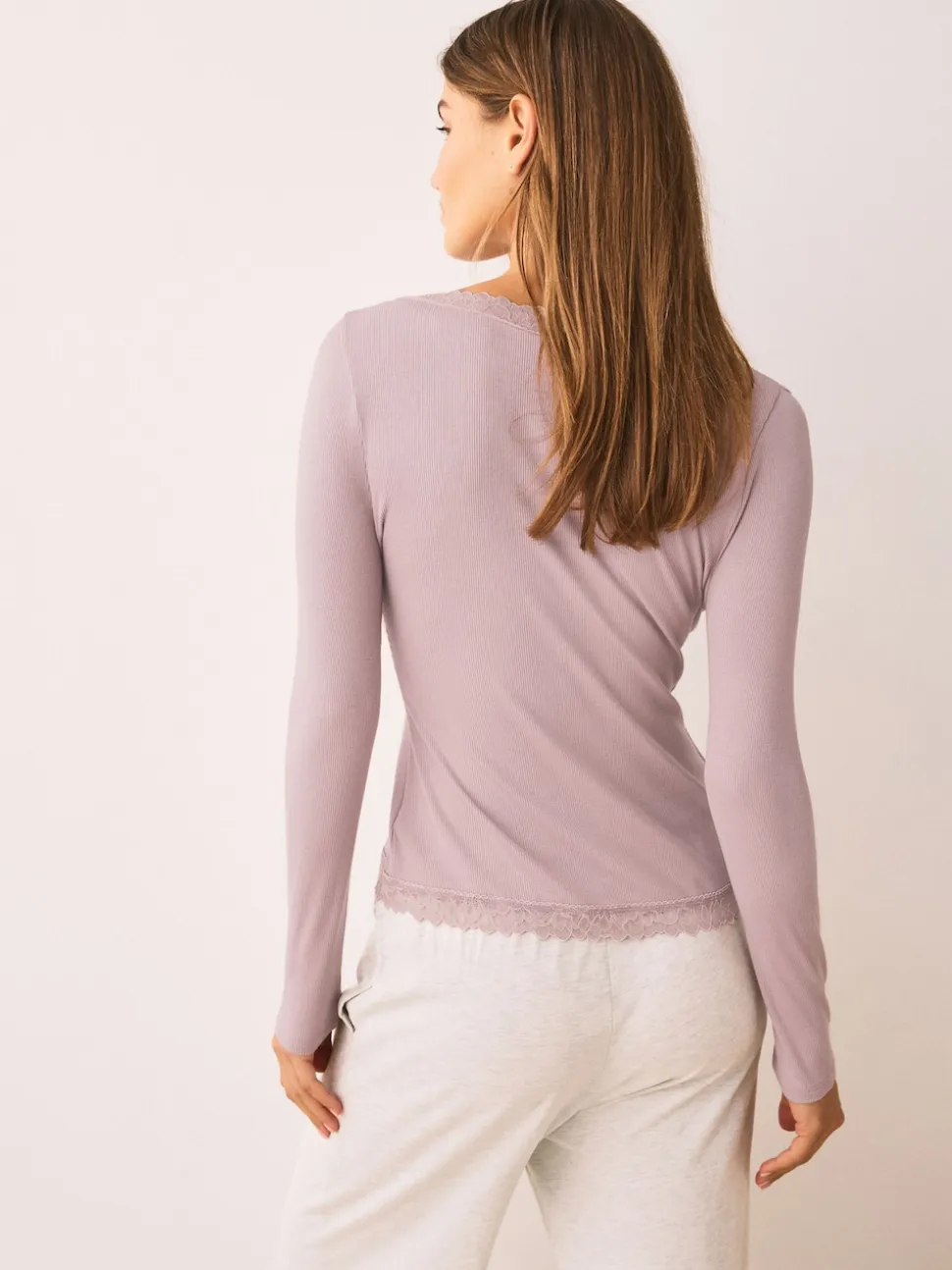 Blush Pink Thermal Base Layer Lace Trim Cardigan