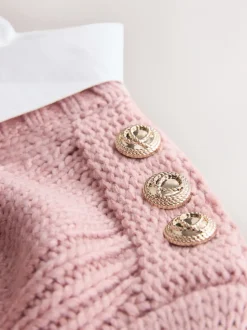 Blush Pink V-Neck Knitted Shirt Layer Look Jumper