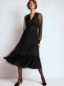 Boden Black Lucille Tulle Midi Dress
