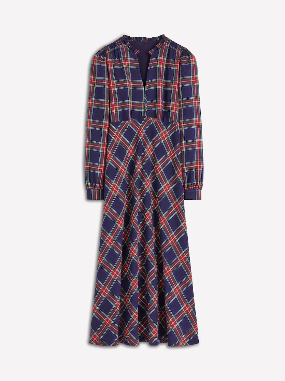 Boden Blue Cassie Check Tea Dress