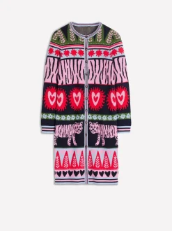 Boden Blue Long Jacquard Cardigan