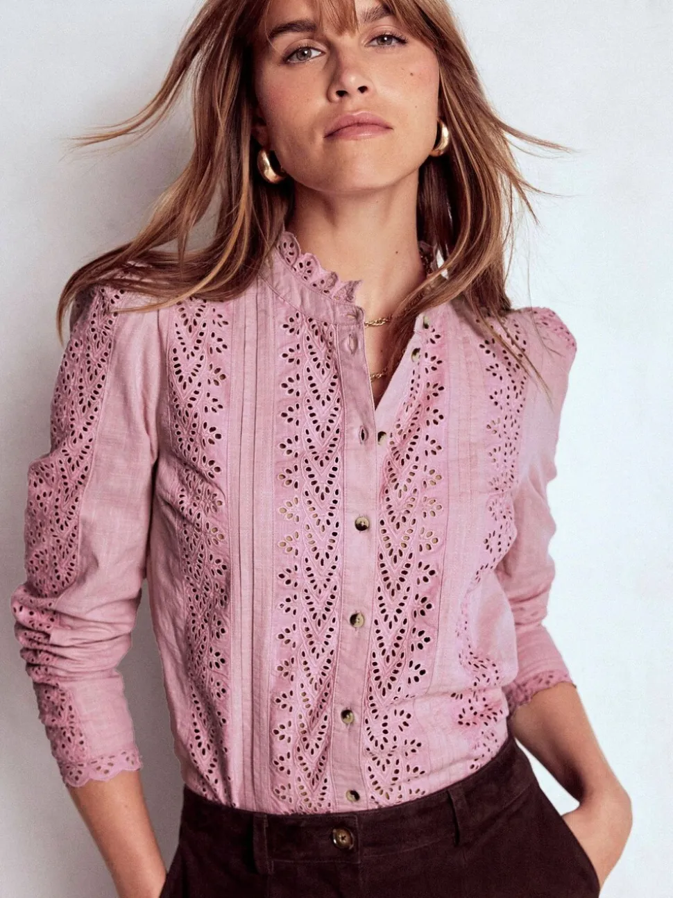 Boden Blue Savannah Broderie Top