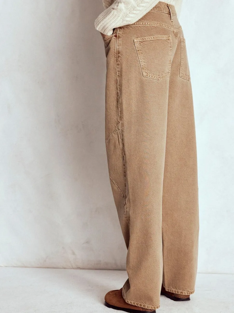Boden Brown Full Length Barrel Leg Jeans