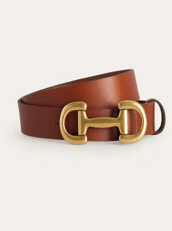 Boden Brown Snaffle-Trim Leather Belt