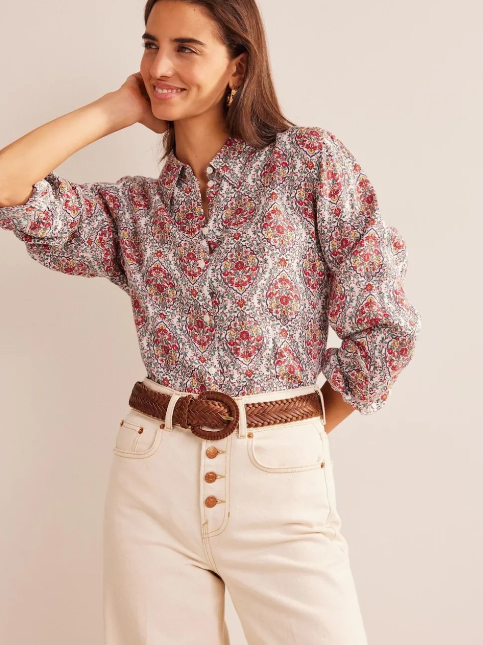 Boden Brown Woven Leather Belt