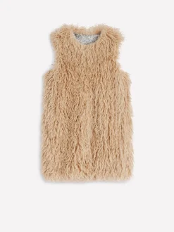 Boden Cream Faux Fur Long Gilet