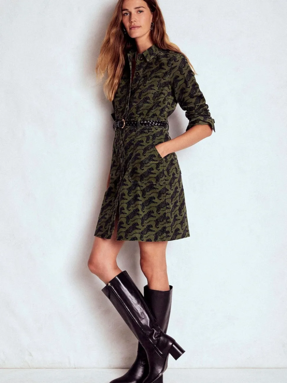 Boden Green Amanda Cord Short Dress