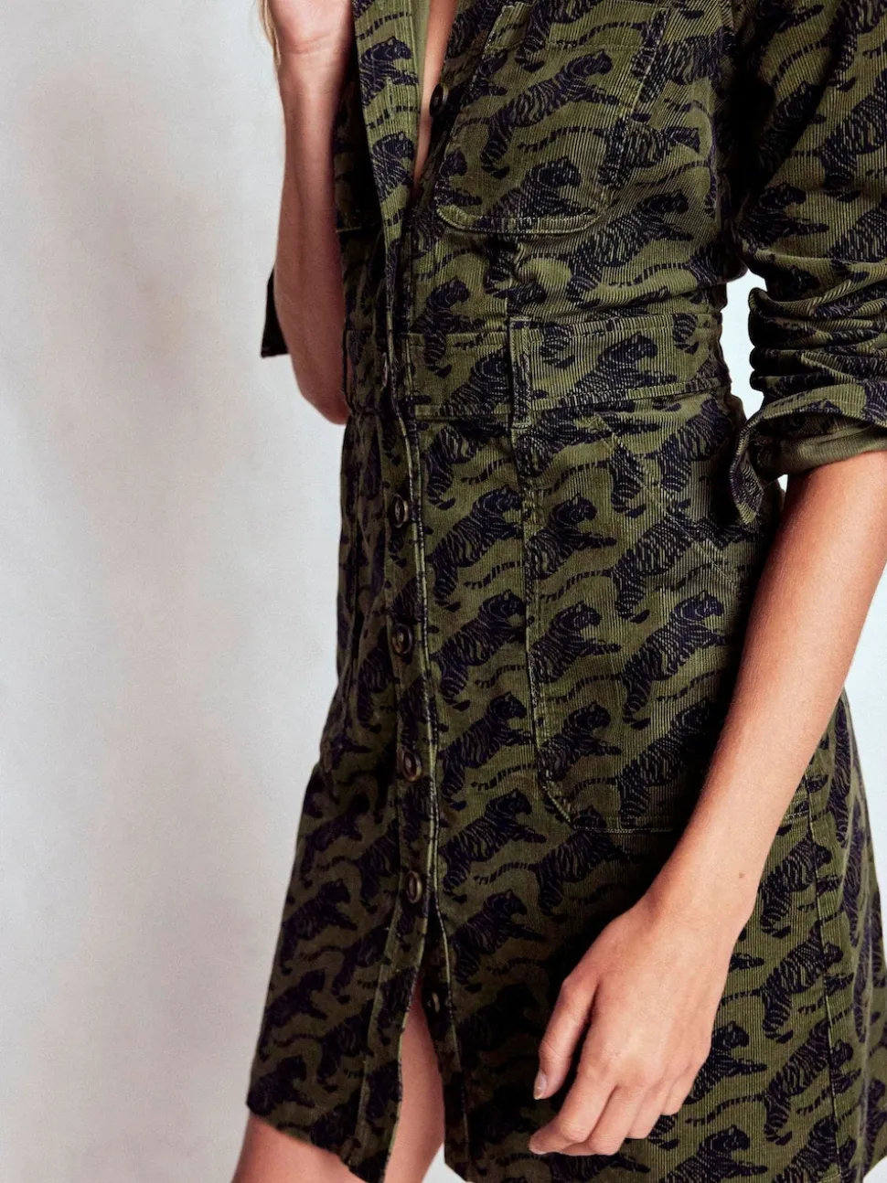 Boden Green Amanda Cord Short Dress