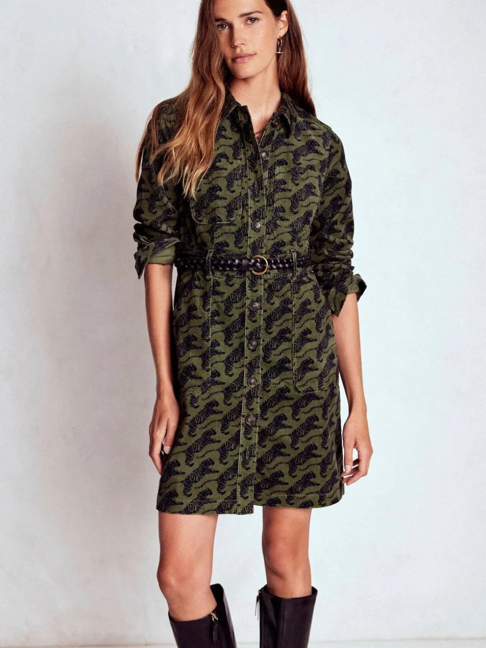 Boden Green Amanda Cord Short Dress