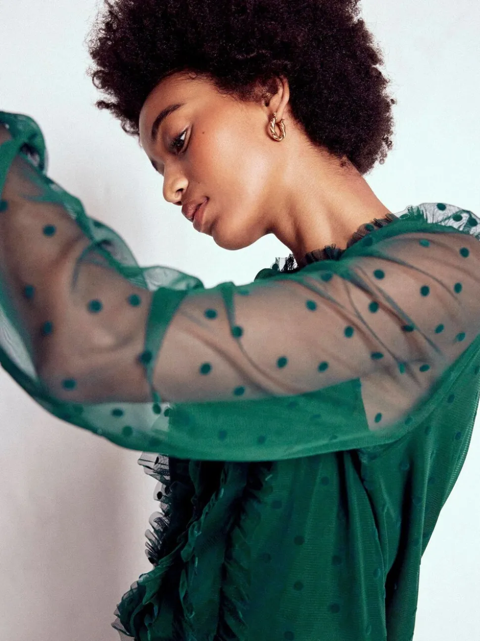 Boden Green Frilled Tulle Blouse