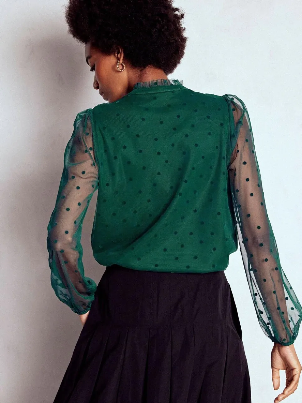 Boden Green Frilled Tulle Blouse