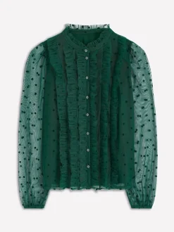 Boden Green Frilled Tulle Blouse
