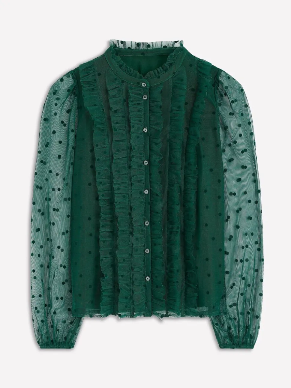 Boden Green Frilled Tulle Blouse