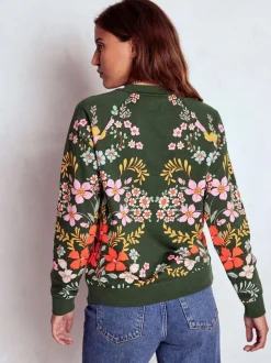 Boden Green Rosa Printed Sweatshirt