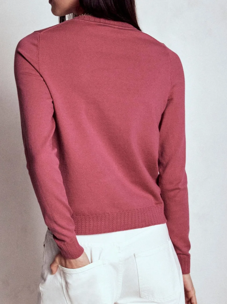 Boden Pink Emilia Cotton Crew Jumper