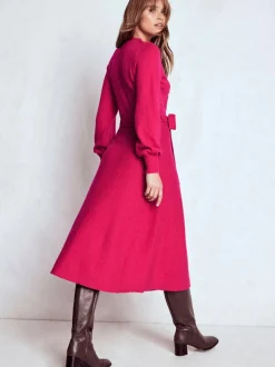 Boden Pink Lace Insert Knitted Midi Dress