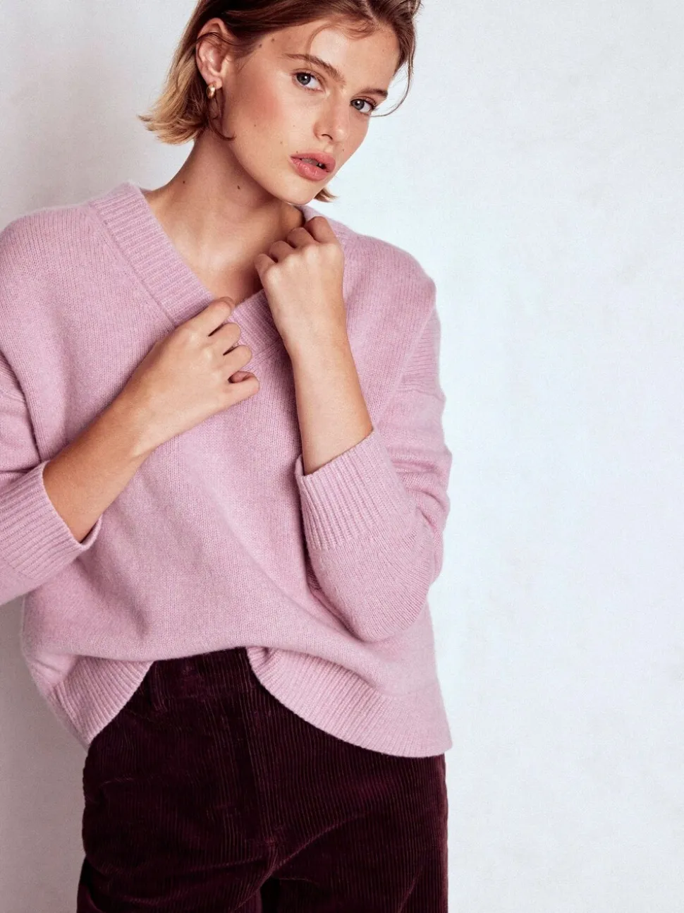 Boden Pink Marion Merino V-Neck Jumper