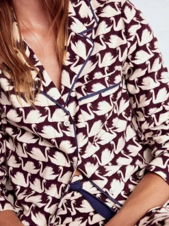 Boden Purple Brushed Cotton Pyjama Shirt