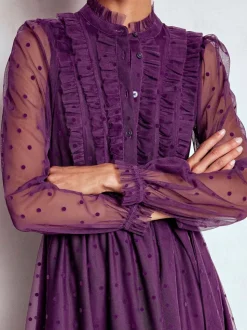 Boden Purple Tulle Ruffle Maxi Dress