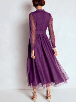 Boden Purple Tulle Ruffle Maxi Dress