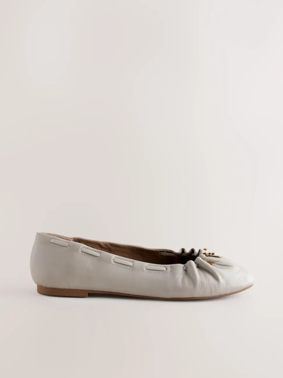 Bone Forever Comfort® Leather Ruched Charm Ballet Flats