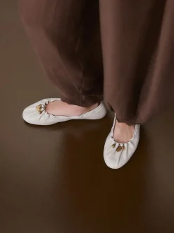 Bone Forever Comfort® Leather Ruched Charm Ballet Flats
