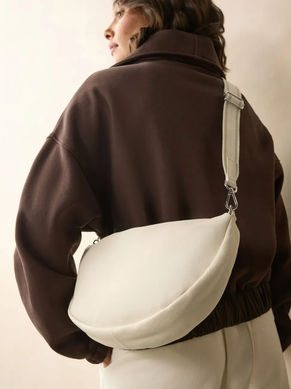 Bone Leather Sling Cross-Body Bag