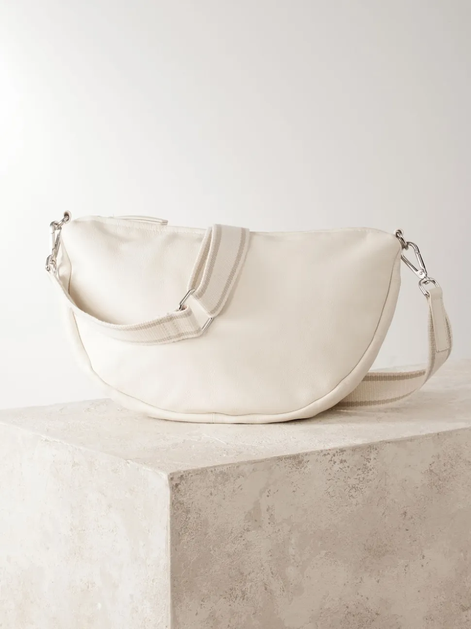 Bone Leather Sling Cross-Body Bag