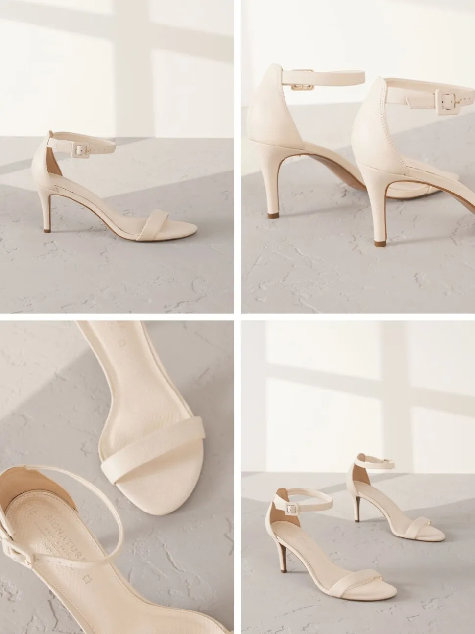 Bone Signature Premium Leather Round Toe Buckle Detail Mid Simple Sandals