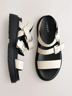 Bone Standard/Wide Fit Chunky Buckled Sandals