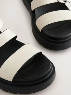 Bone Standard/Wide Fit Chunky Buckled Sandals